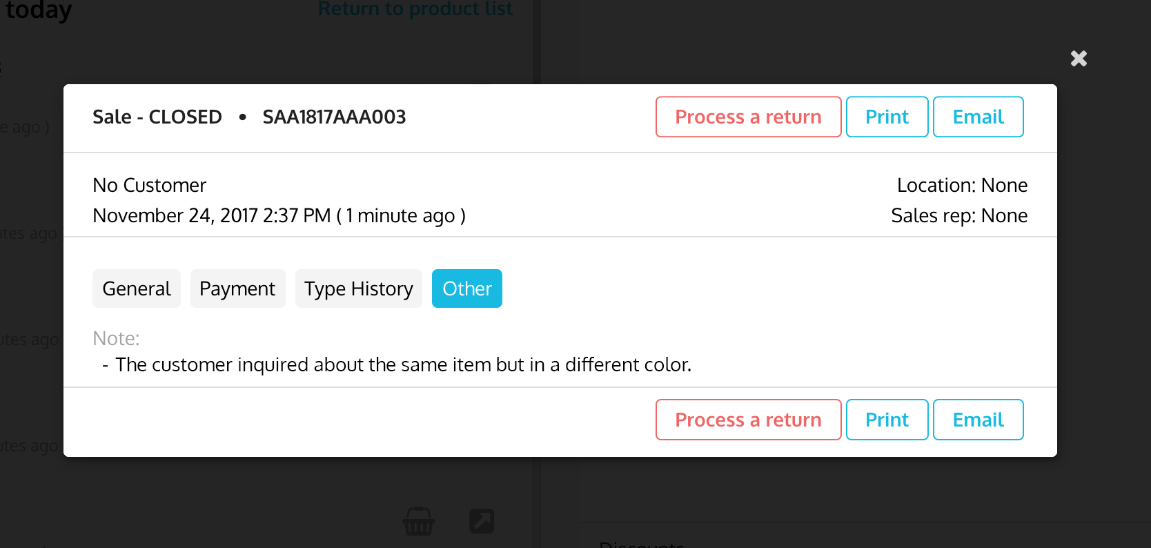 View transaction note